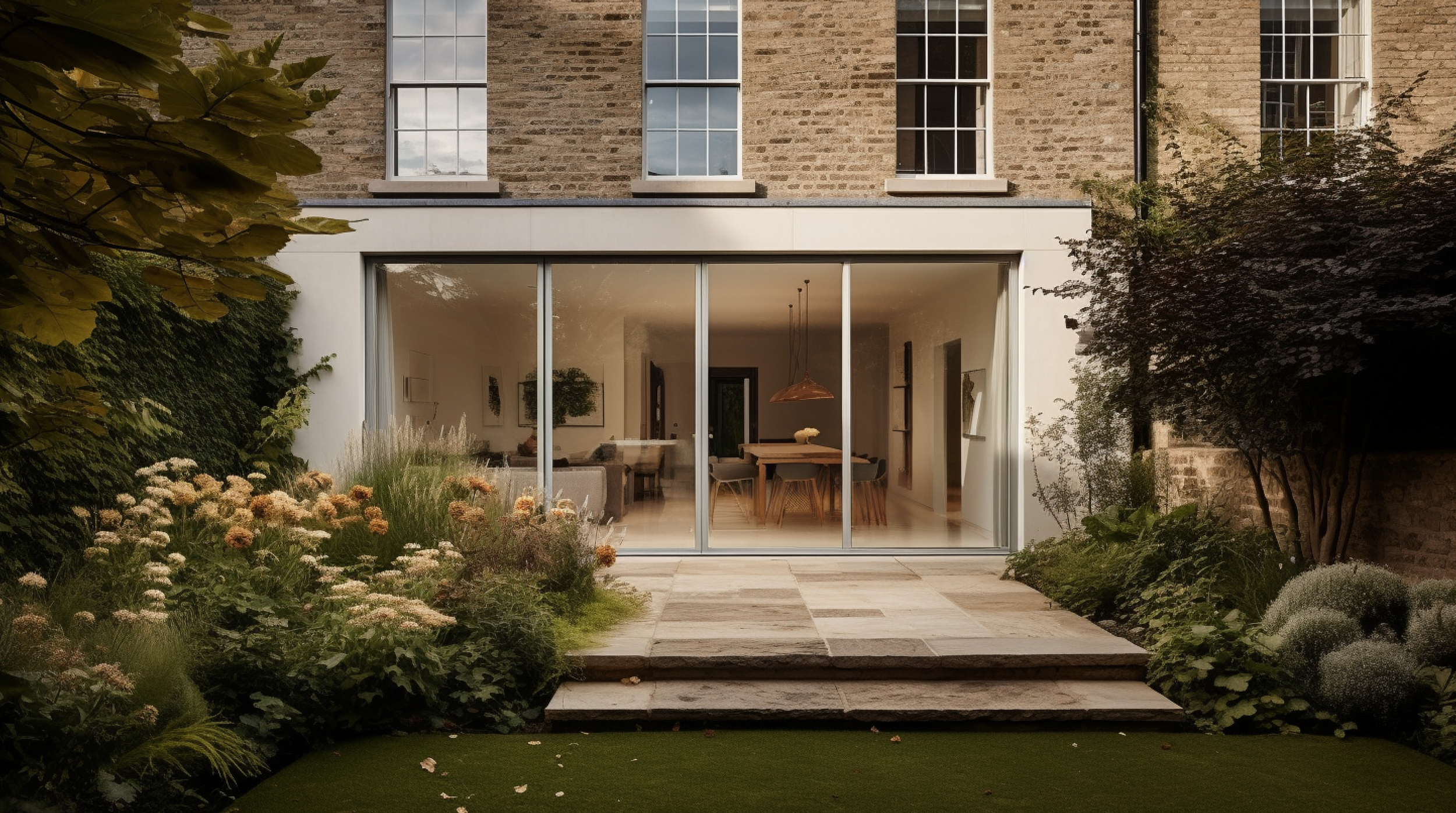 Glazed extension opening a home onto its garden