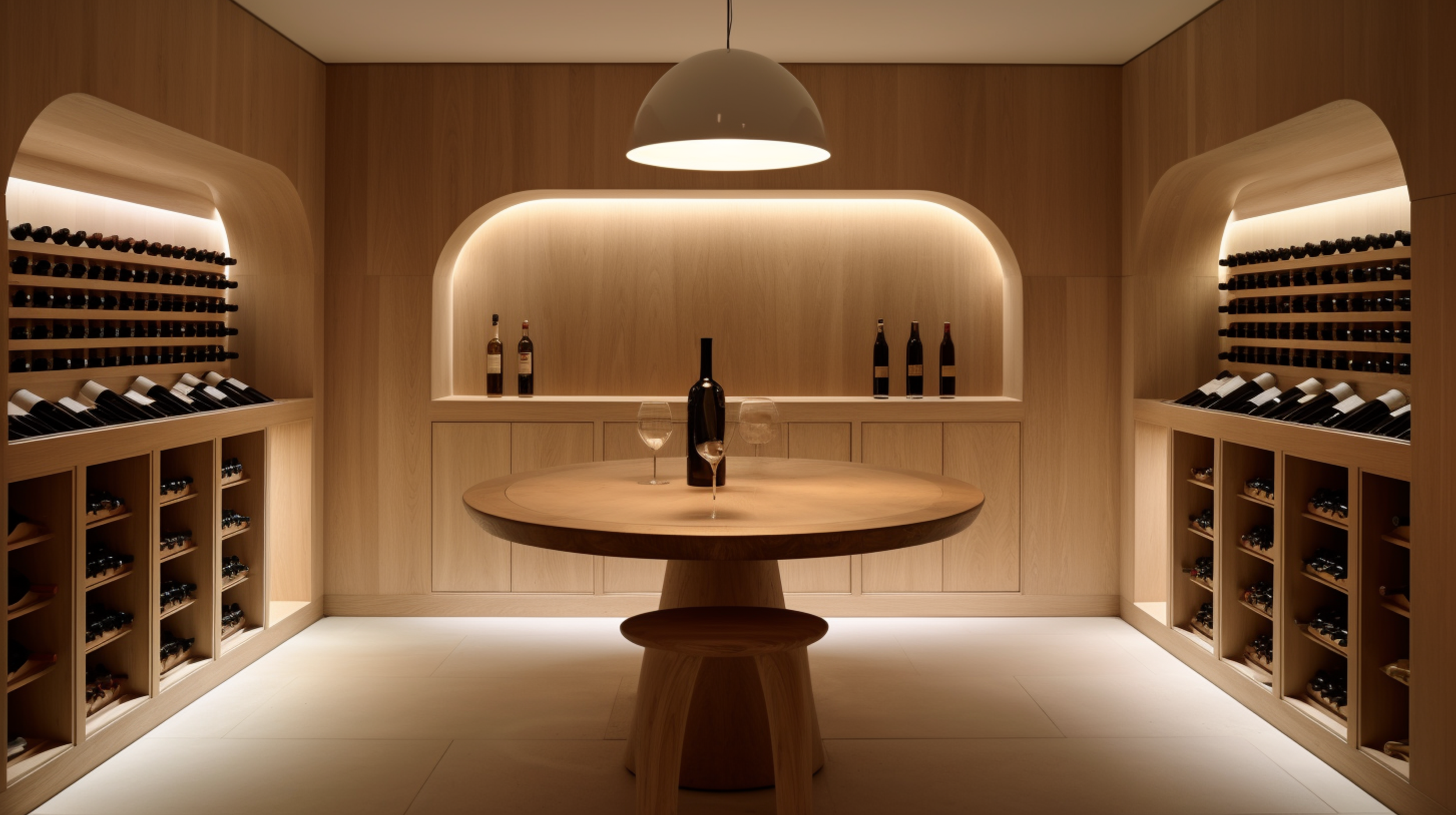 Interior detail in oak and natural stone